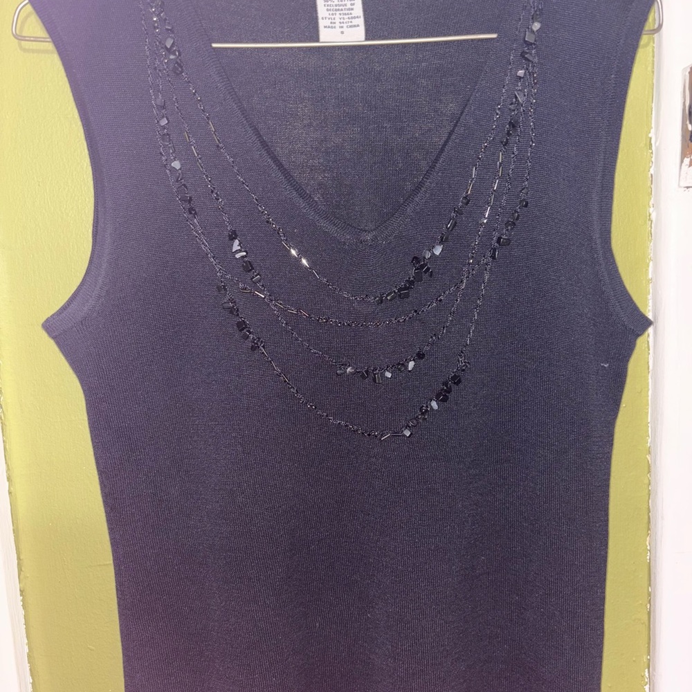 Elegant Black Sleeveless Top with Beaded Detail